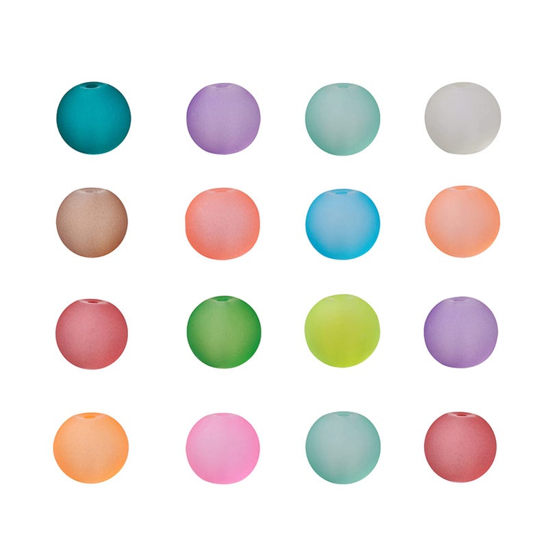 Craftdady 500Pcs 10mm Transparent Frosted Glass Beads Tiny Crystal Glass Round Loose Spacer Beads Random Mixed Colors for Jewelry Making Hole: 1mm - Image 1